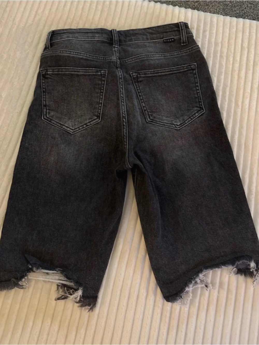 Aritzia Washed Black Distressed Bermuda Shorts